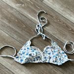 Wild Fable Swimwear Sz M Bikini Top White W Blue Floral Print Ruffle Trim Photo 0
