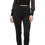 Almost Famous  Top Women's Junior Black Ribbed Sheer Mock Neck Elegant Chic Photo 0