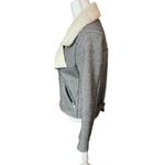 J.O.A. shearling lined raw edge moto biker jacket neutral casual Sherpa chic Photo 6