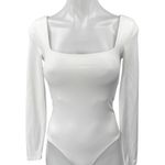 Aritzia Babaton White Long Sleeve Stretch Square Neck Bodysuit Top Size S Photo 0