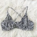 Athleta Zimbabwe Animal Print underwire Bikini swim Top black white blue 38 B C Photo 2