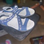 Dr. Scholls  Blue Leather & Fabric Panama Strap Sandals, Gel Cushion, Women 7 Photo 5