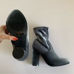 Forever Gray Velour Block Heel Almond Shaped Toe Sock Ankle Booties Size 6.5 Photo 6