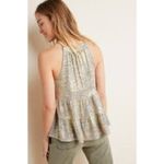 Sunday in Brooklyn Anthropologie Becca Tiered Babydoll Tank Gold Metallic Size XSP. NEW Photo 1