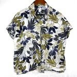 Tahari M Floral Top Palm Linen Lagenlook Coastal Vacation Beach Preppy Casual Photo 0
