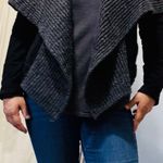 Lush Clothing LUSH Women Black Drape Front Cardigan Sweater Jacket Knit Waterfall Size S Photo 0