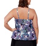 Island Escape Women's Paisley Tankini Top Full Bust Support Purple White 10 Photo 1
