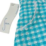 NEW Free People Seea Small high waisted bottoms Lagoon Textured Check Blue NWT White Photo 3