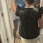 THML  Faux Leather Flutter Sleeve Shirt Photo 2