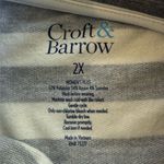 Croft & Barrow  Grey & White Striped Button Henley Long Sleeve Pullover Size 2X Photo 3