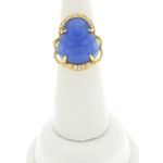 Plated Gold Blue Adjustable Ring Photo 3