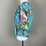 Anthropologie Love The Label Top Womens XL Blue Floral Puff Sleeve Asymmetrical Blue Photo 8
