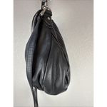 Margot Foldover Crossbody Shoulder Strap Hobo Bag Purse Black Leather Minimal Photo 2