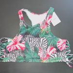 Cupshe NWT  Zebra Print Floral Halter Bikini Top size large Photo 0