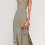 Heartloom Size L Amie Dress Satin Sage Green Maxi Slinky Slip Photo 0