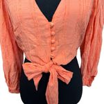 Skylar + Madison Top Womens Size Small Coral Orange Crop Top Puff Sleeves Photo 4