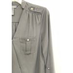 White House | Black Market White House/Black Market Black Surplice Top Roll Tab Sleeve‎ Blouse - Size 2 Photo 1