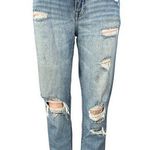 Eunina Tobi Women's Blue Distressed Super High Rise Crop Denim Mom Jeans Size 5 Photo 0