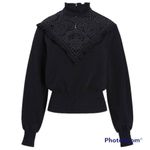 EXPRESS Mock Neck Puffy Sleeve Sweatshirt with Lace Detail Xlarge Photo 2
