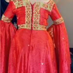 Velvet Renaissance theater costume in red/gold Red Size M Photo 7