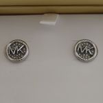 Michael Kors MK Logo Design Stud Kors Earrings In Original Box Silver tone Photo 2