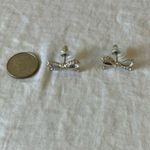 Kate Spade : “Skinny Mini” Pave Bow Stud Earrings- Silver Tone Photo 1