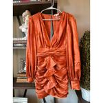 Ronny Kobo Carissa Floral Jacquard Silk Mini Dress Rust Womens Size Small Orange Photo 2
