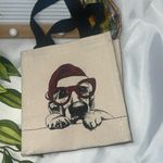 Mini Canvas Gift Totes ~ Holiday Dog Prints Lab Red Glasses Santa Hat Photo 1