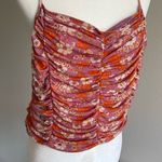 Sweet Rain Floral Ruched Women's Top - Pink and Orange Size XL Photo 1