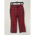 J.Crew Kelsey Holiday Pants Size 2 Red Tartan Plaid Ankle Crop Stretch 2196 Photo 2