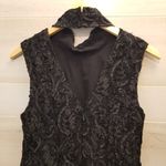 Free People {4}  Black Night Queen Floral Lace Collar Neck Cocktail Dress Photo 4