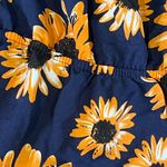 SheIn Romper Off the Shoulder Navy‎ Yellow Sunflower Boho Flounce Bell Sleeve Size XL Photo 3