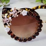 Boutique Bling! Crystal Rhinestone Cateye Sunglasses Tortoise NEW Photo 1