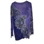 Chico's  Women's Sweater Paisley Thin Knit‎ Gem Beaded Long Cardigan Purple Sz. 1 Photo 5