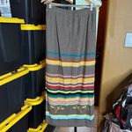 Double D Ranch Linen Blend Multicolor Striped Maxi Pencil Skirt Size Large Brown Photo 1