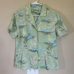 Tommy Bahama Vintage 100% silk short sleeve button down light green floral med Photo 0