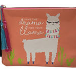 RUBY + CASH SAVE THE DRAMA FOR YOUR LLAMA ZIPPERED FLAT POUCH Photo 0