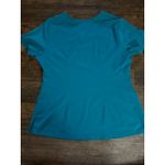 HH WORKS by Healing Hands Teal Scrub Top Short Sleeve Med "Cheers Healing Angel" Blue Photo 6