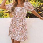 SheIn  Floral Backless Tie Mini Dress Photo 0
