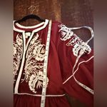 Anthropologie  Crimson Midi Dress with Cream Embroidery Photo 11