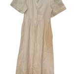 Madewell  Cassie Button-Front Midi Dress in Linen White Size XS Photo 3
