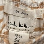 Nicole Miller 100% Linen Large Pants Zebra Print Wide Leg Elastic Waist Beachy Photo 2