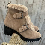 NWT Violet and Red Women's Beige Hailey Taupe Fur Suede Leather Boots Size 6.5 Photo 0