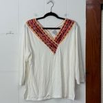 Chico's Chico’s Touch of Cool Scarf Tee‎ Orange White Floral Size Large Photo 1