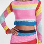 STAUD Rainbow Stripe Crochet Lumison Top Pink Photo 1