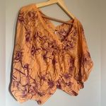 Free People Orange with purple Floral Print Crop Top Size Small Photo 1