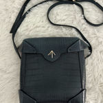 Manu Atelier Mini Pristine Croc‎ Leather Crossbody Bag Rare Blue Photo 0