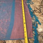 Pashmina Jacquard Paisley Silk  Pink Teal Blue Fringe Wrap Shawl Photo 5