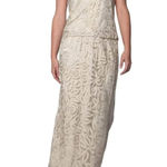 soulmates champagne Hand crafted silk ribbon beaded 3 Piece Evening Gown MOB MOG Tan Size M Photo 4