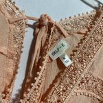 Self E Cropped Top Women XL Peach Crocheted Lace Trim Kimono Short Sleeve V Photo 2